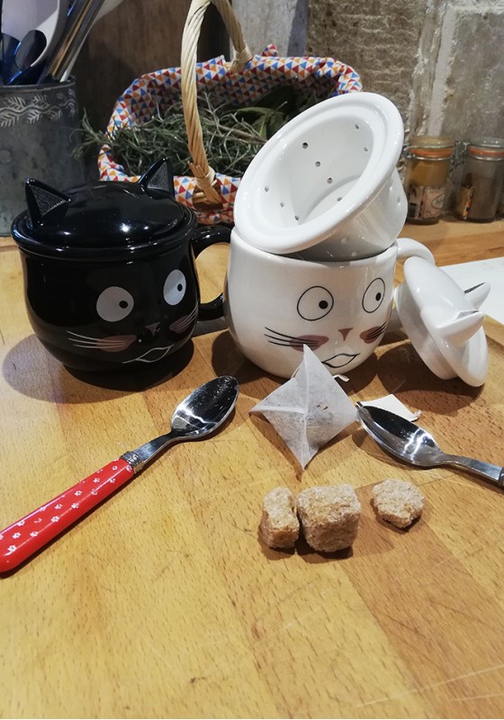 Mug chat tisanière en porcelaine Chaltimbanques